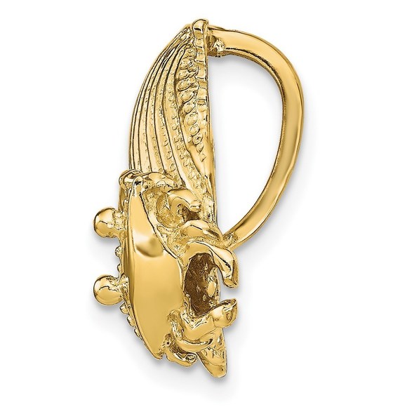 Million Charms 14k Yellow Gold Scallop Shell with Crab Necklace Slide Pendant - Picture 2 of 3